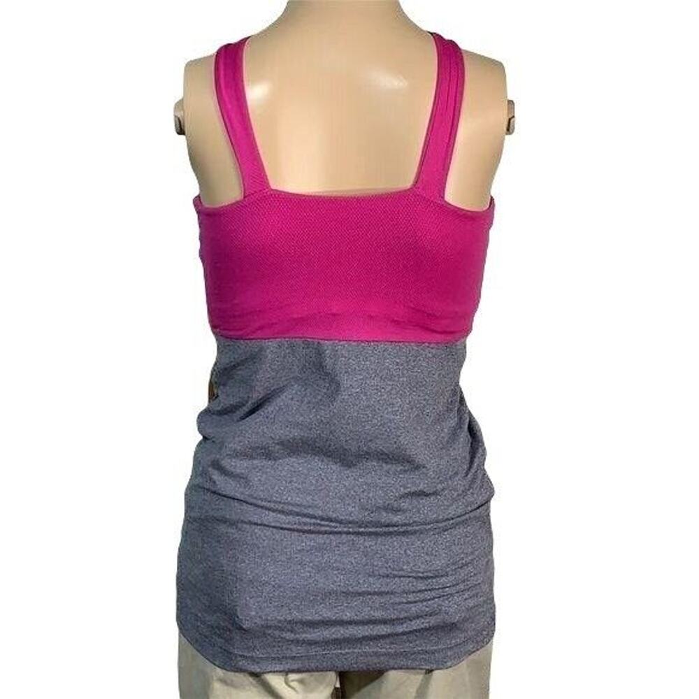 Be Up Inspire Womens Medium Pink Gray Criss Cross Halter Athletic Yoga Tank Top - Picture 5 of 10